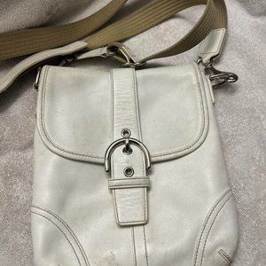 White Coach crossbody purse 9” tall x 8” wide